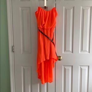 Neon/Fluorescent Orange High-Low Dress